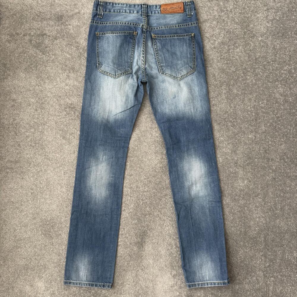 Dsquared2 Jeans Mens 29 Blue Straight Leg Distressed Denim Made Italy Designer - Picture 10 of 15